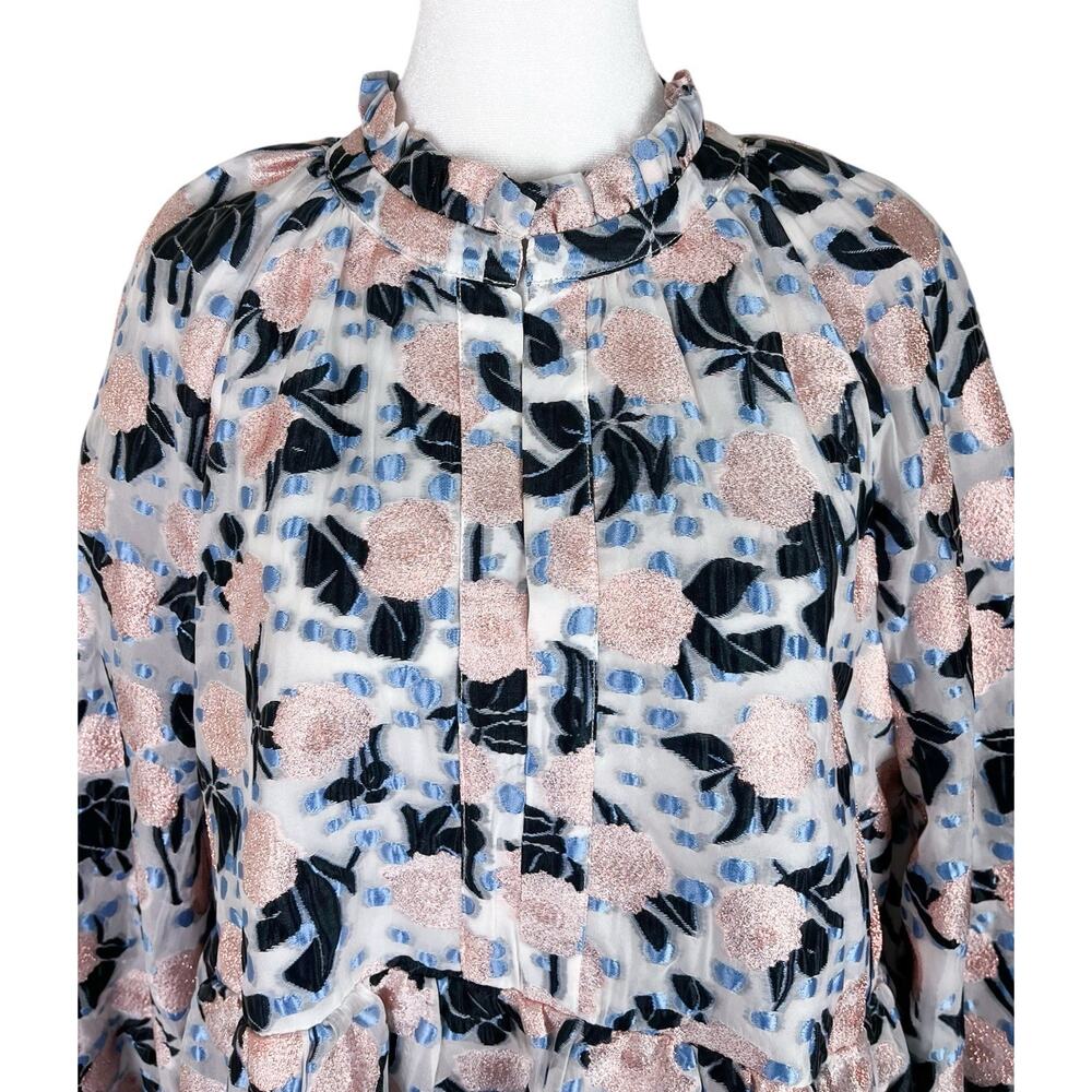 Stine Goya Jasmine Metallic Floral Brocade Organza Coquette Dress Size Large - Picture 7 of 11